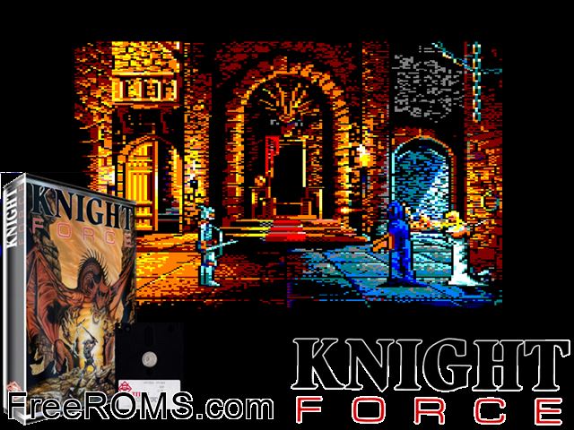 Knight Force (F) (1989) (Disk 2 of 2) Amstrad CPC game showing 3D box cover and gameplay screenshot