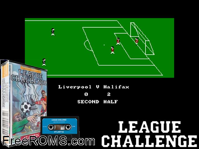 League Challenge (UK) (1987) Amstrad CPC game showing 3D box cover and gameplay screenshot