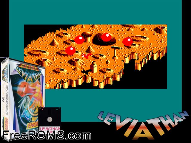 Leviathan (UK) (1987) Amstrad CPC game showing 3D box cover and gameplay screenshot