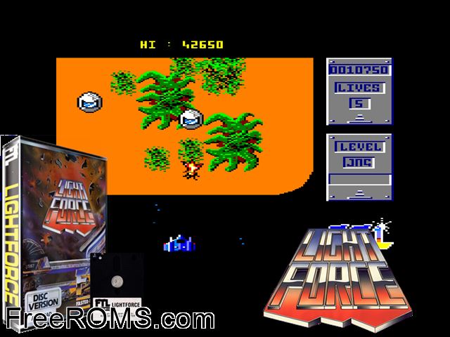Light Force (UK) (1986) [a2] Amstrad CPC game showing 3D box cover and gameplay screenshot
