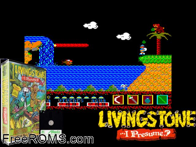 Livingstone Supongo (S) (1986) Amstrad CPC game showing 3D box cover and gameplay screenshot