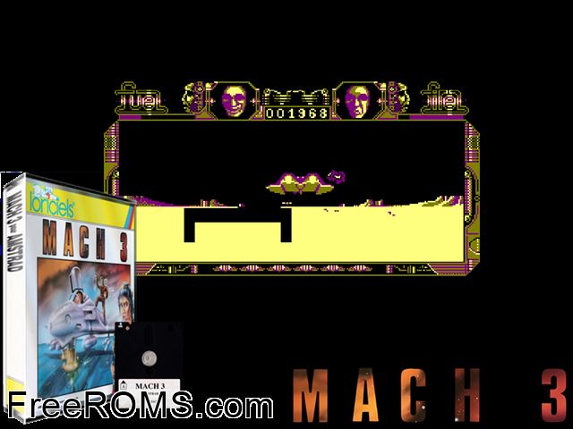Mach 3 (UK) (1987) Amstrad CPC game showing 3D box cover and gameplay screenshot