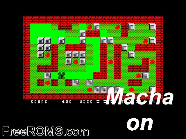 Machaon (F) (1987) (PD) Amstrad CPC game showing 3D box cover and gameplay screenshot