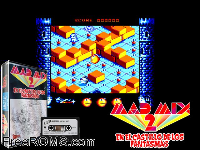 Mad Mix 2 (S) (1989) Amstrad CPC game showing 3D box cover and gameplay screenshot