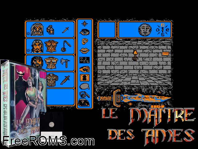 Maitre Des Ames, Le (F) (1987) (Disk 2 of 2) Amstrad CPC game showing 3D box cover and gameplay screenshot