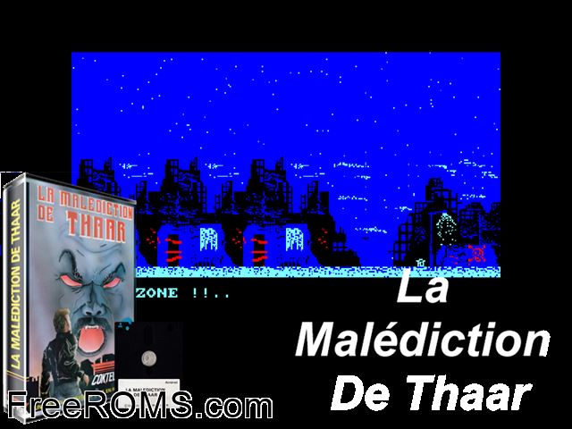 Malediction de Thaar, La (F) (1985) Amstrad CPC game showing 3D box cover and gameplay screenshot