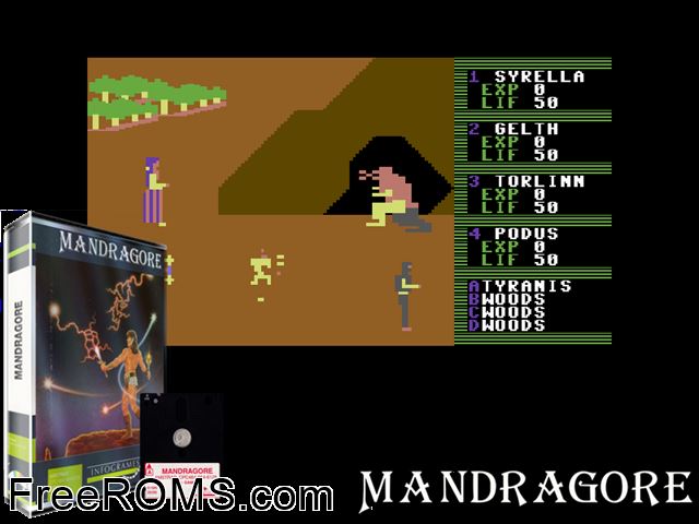Mandragore (UK) (1986) Amstrad CPC game showing 3D box cover and gameplay screenshot