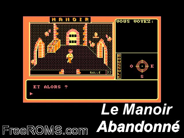 Manoir Abandonne, Le (F) (1999) (Disk 2 of 2) Amstrad CPC game showing 3D box cover and gameplay screenshot