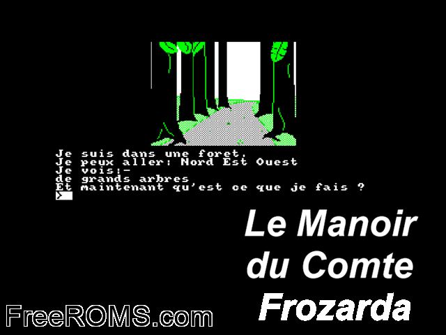 Manoir du Comte Frozarda (F) (1988) Amstrad CPC game showing 3D box cover and gameplay screenshot