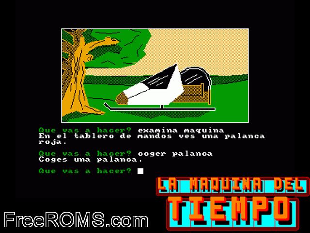 Maquina Del Tiempo (S) (1989) Amstrad CPC game showing 3D box cover and gameplay screenshot