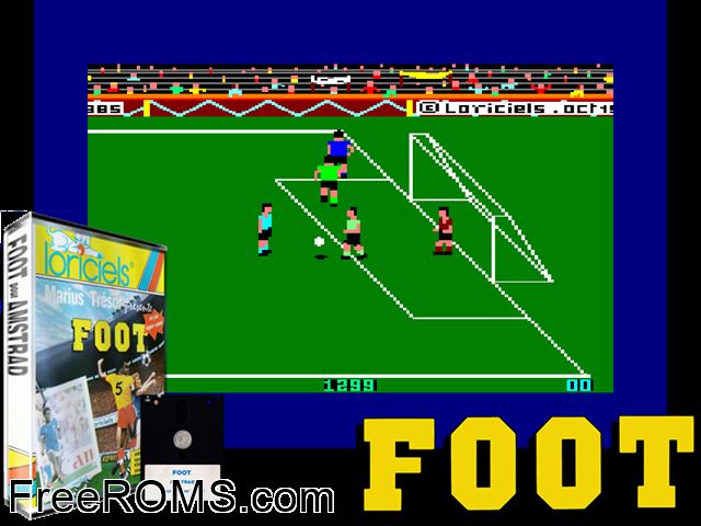 Marius Tresor Foot (F) (1985) (CPM Version) Amstrad CPC game showing 3D box cover and gameplay screenshot