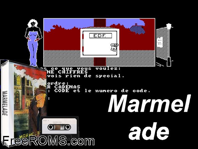 Marmelade (F) (1987) Amstrad CPC game showing 3D box cover and gameplay screenshot