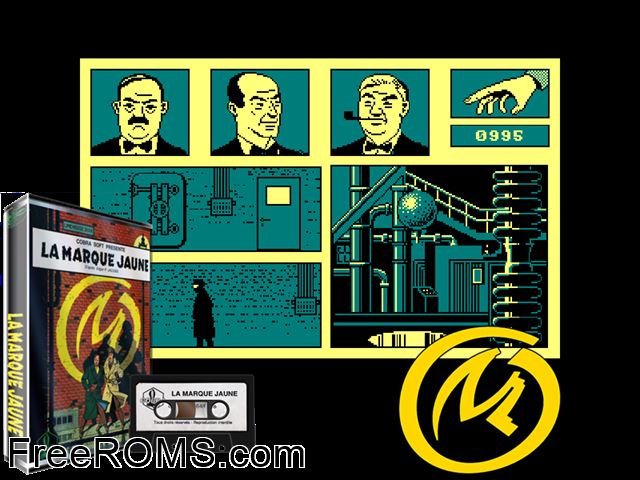 Marque Jaune, La (F) (1988) (Disk 2 of 2) Amstrad CPC game showing 3D box cover and gameplay screenshot
