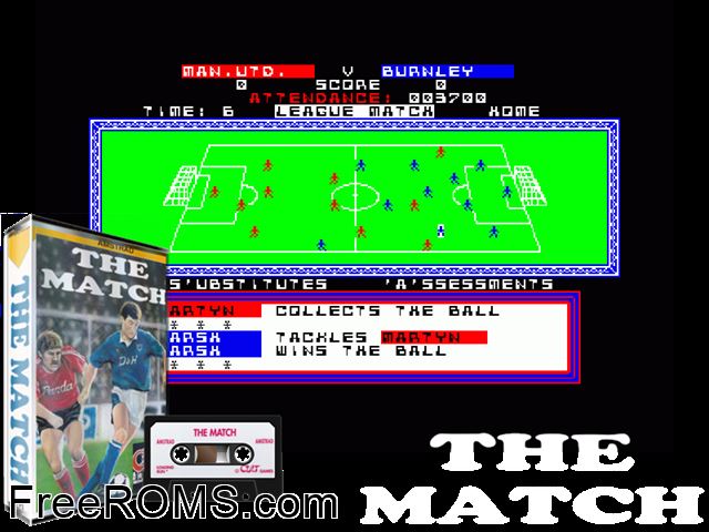 Match, The (UK) (19xx) Amstrad CPC game showing 3D box cover and gameplay screenshot