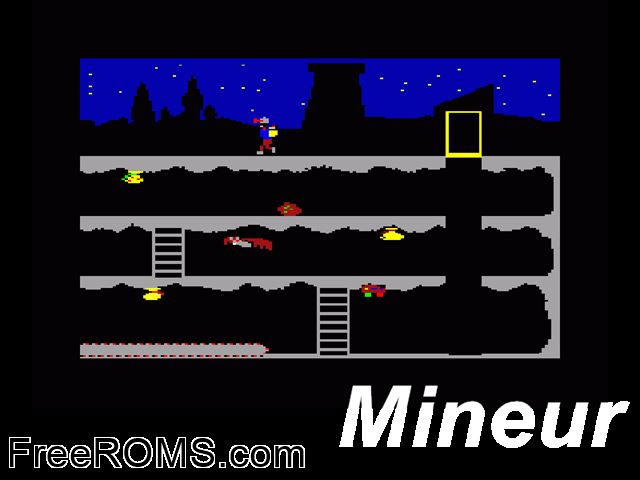 Mineur (F) (19xx) Amstrad CPC game showing 3D box cover and gameplay screenshot