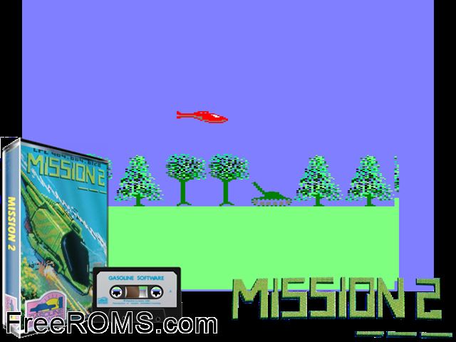 Mission 2 (F) (1987) Amstrad CPC game showing 3D box cover and gameplay screenshot