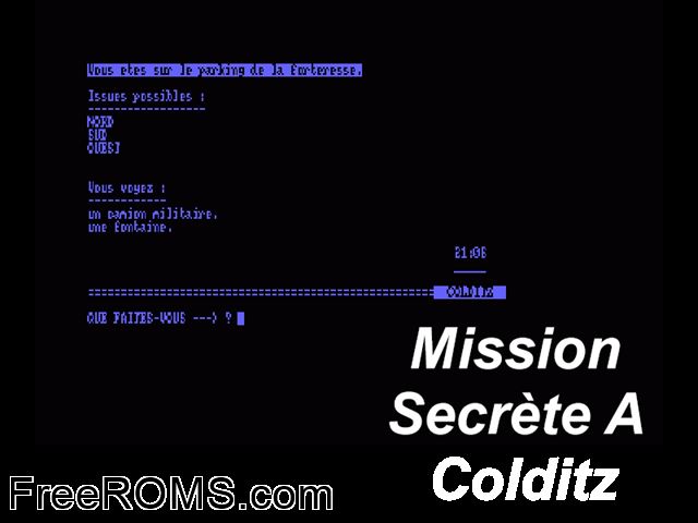 Mission Secrete a Colditz (F) (1986) Amstrad CPC game showing 3D box cover and gameplay screenshot