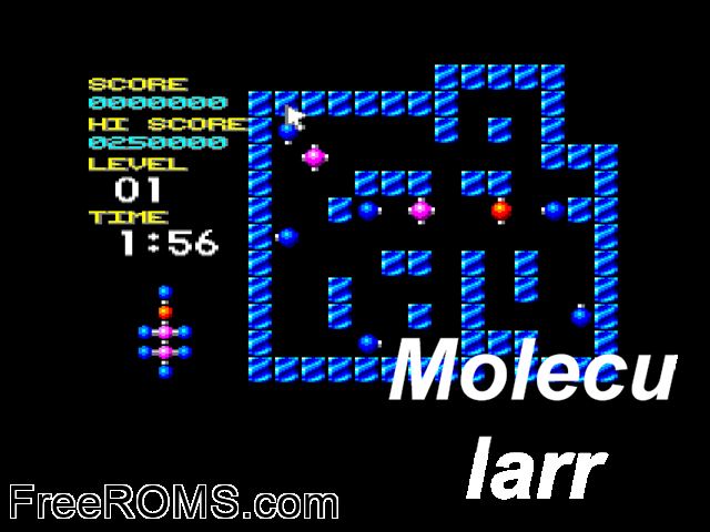Molecularr (UK) (1990) Amstrad CPC game showing 3D box cover and gameplay screenshot