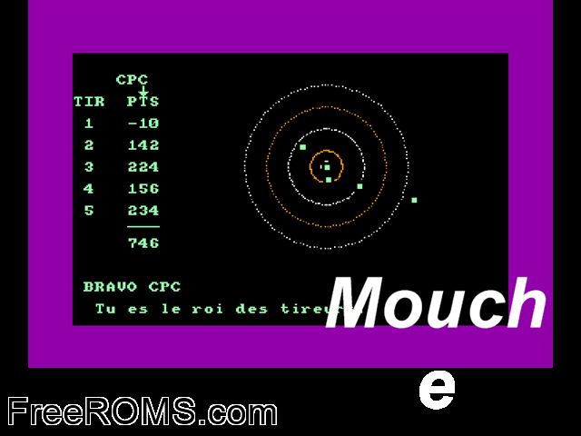 Mouche (F) (19xx) Amstrad CPC game showing 3D box cover and gameplay screenshot