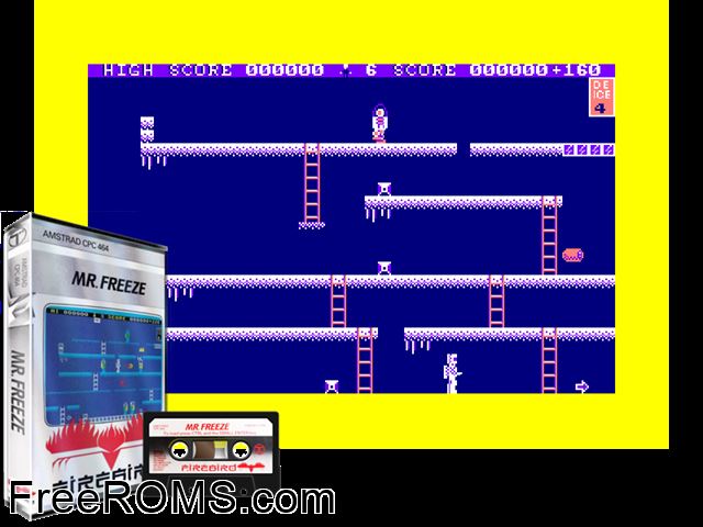 Mr. Freeze (uk) (1984) Amstrad CPC game showing 3D box cover and gameplay screenshot
