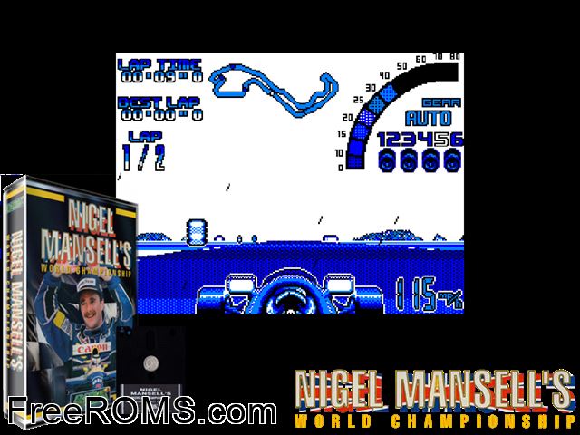 Nigel Mansell's World Championship (UK) (1992) (Disk 2 of 2) Amstrad CPC game showing 3D box cover and gameplay screenshot