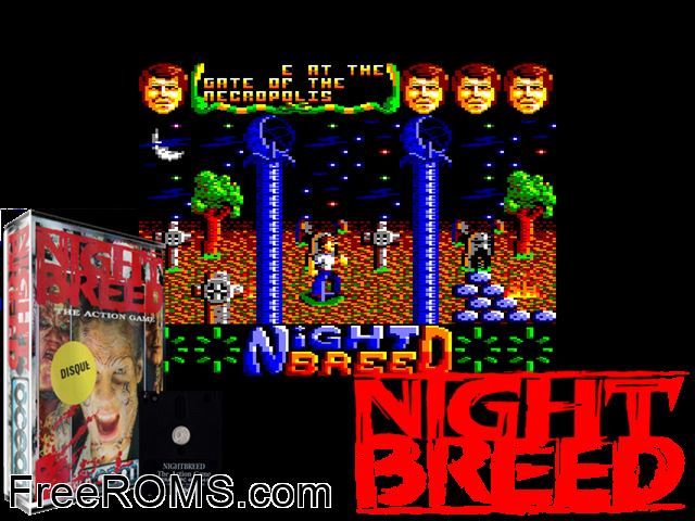 Night Breed (UK) (1990) (Disk 2 of 2) Amstrad CPC game showing 3D box cover and gameplay screenshot