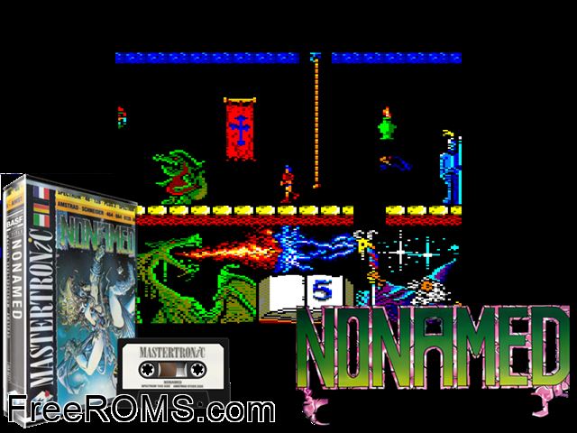 Nonamed (S) (1986) Amstrad CPC game showing 3D box cover and gameplay screenshot