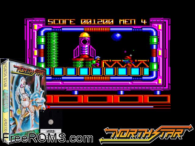 North Star (UK) (1988) Amstrad CPC game showing 3D box cover and gameplay screenshot