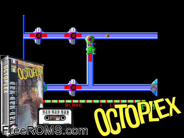 Octoplex (UK) (1989) Amstrad CPC game showing 3D box cover and gameplay screenshot
