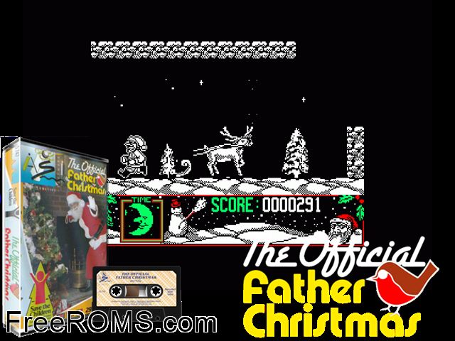 Official Father Christmas (UK) (1989) Amstrad CPC game showing 3D box cover and gameplay screenshot