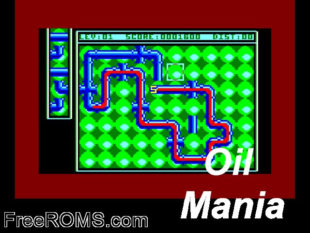 Oilmania (UK) (1990) Amstrad CPC game showing 3D box cover and gameplay screenshot