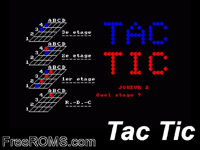 O Tac-Tic (F) (19xx) Amstrad CPC game showing 3D box cover and gameplay screenshot