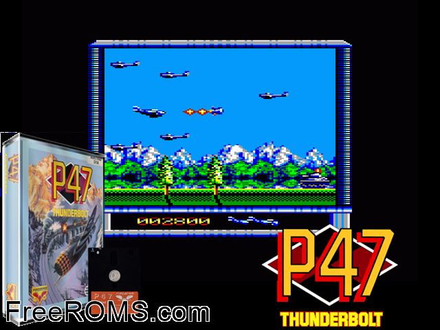 P-47 Freedom Fighter (UK) (1989) Amstrad CPC game showing 3D box cover and gameplay screenshot