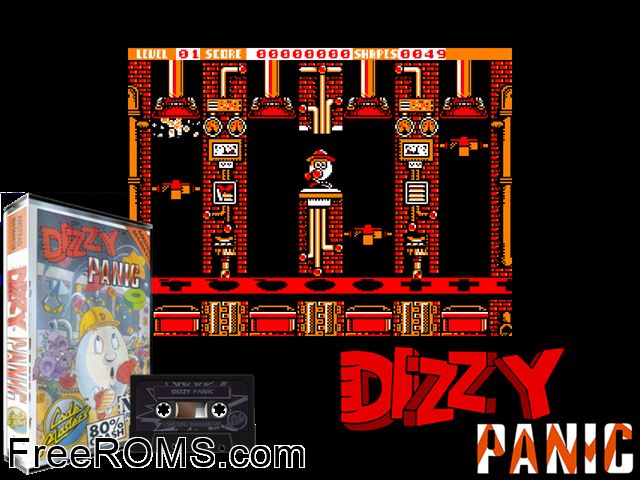 Panic Dizzy (UK) (1991) Amstrad CPC game showing 3D box cover and gameplay screenshot