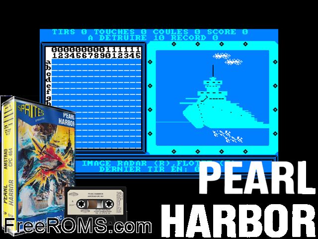 Pearl Harbour (F) (1985) Amstrad CPC game showing 3D box cover and gameplay screenshot