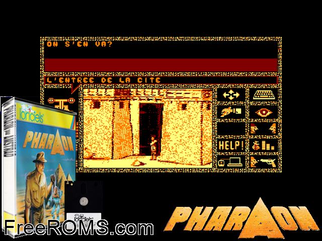 Pharaon (F) (1987) (Disk 2 of 2) Amstrad CPC game showing 3D box cover and gameplay screenshot