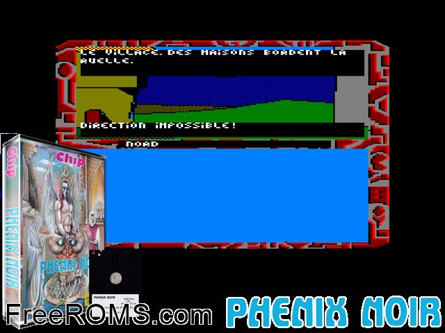 Phenix Noir (F) (1987) Amstrad CPC game showing 3D box cover and gameplay screenshot