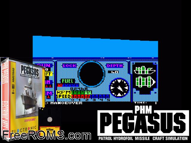 PHM Pegasus (UK) (1987) Amstrad CPC game showing 3D box cover and gameplay screenshot
