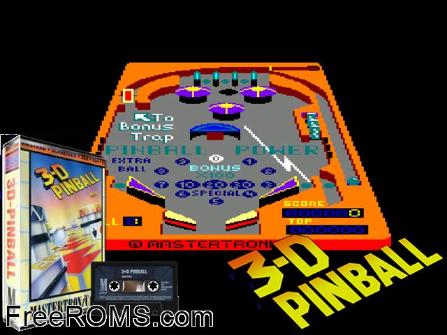 Pinball Power (UK) (1987) Amstrad CPC game showing 3D box cover and gameplay screenshot