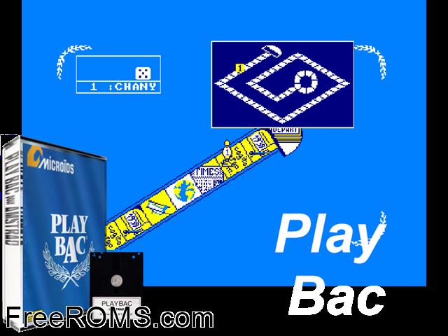 Play Bac (F) (1987) (Disk 1 of 2) Amstrad CPC game showing 3D box cover and gameplay screenshot