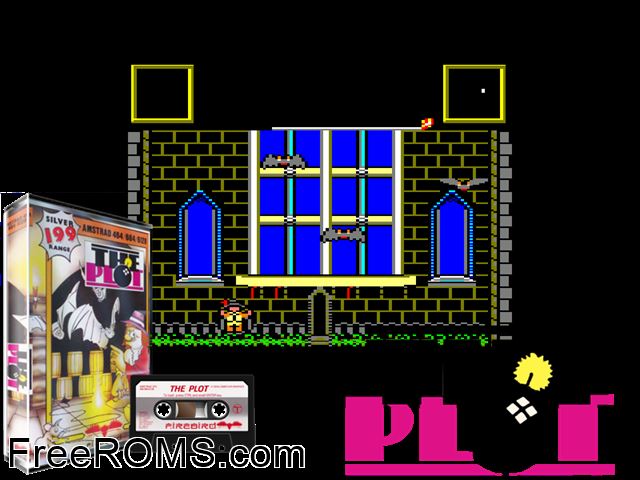 Plot, The (UK) (1987) Amstrad CPC game showing 3D box cover and gameplay screenshot