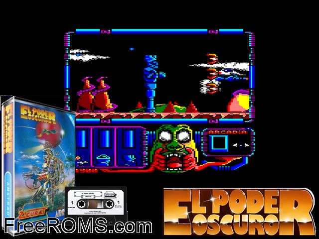 Poder Oscuro, El (S) (1988) Amstrad CPC game showing 3D box cover and gameplay screenshot