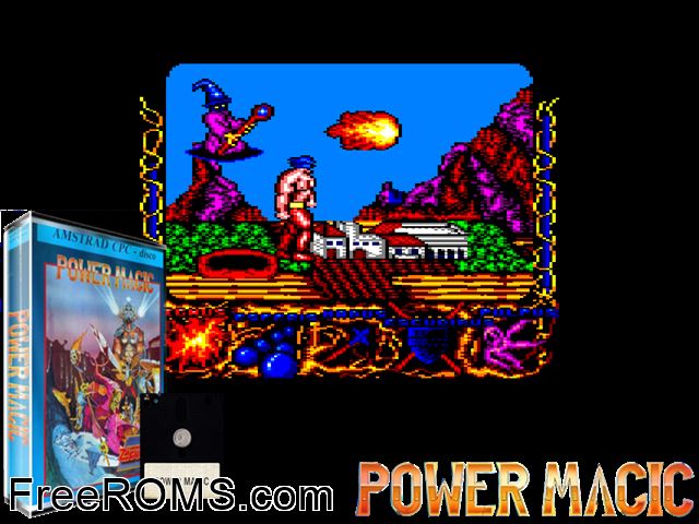Power and Magic (S) (1990) Amstrad CPC game showing 3D box cover and gameplay screenshot