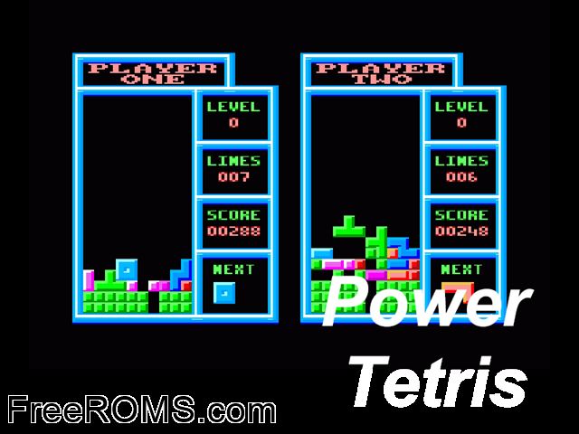 Power Tetris (UK) (1990) Amstrad CPC game showing 3D box cover and gameplay screenshot