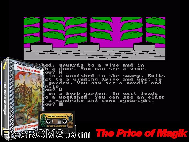 Price of Magik (UK) (1986) Amstrad CPC game showing 3D box cover and gameplay screenshot