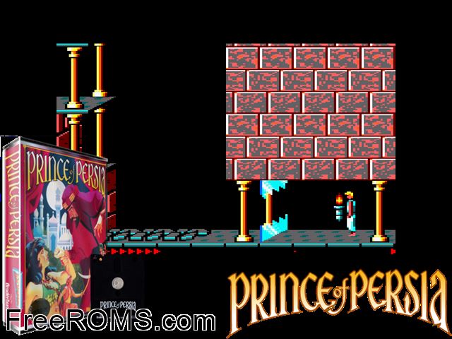 Prince of Persia (F) (1990) Amstrad CPC game showing 3D box cover and gameplay screenshot