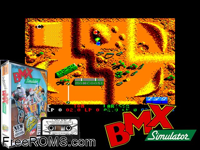Pro BMX Simulator (UK) (1988) (Disk 2 of 2) Amstrad CPC game showing 3D box cover and gameplay screenshot