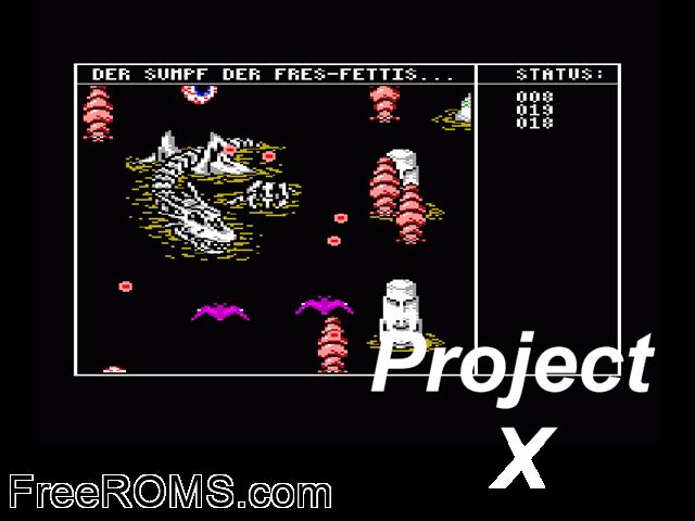 Project-X (G) (19xx) (BOS Disk) (PD) Amstrad CPC game showing 3D box cover and gameplay screenshot