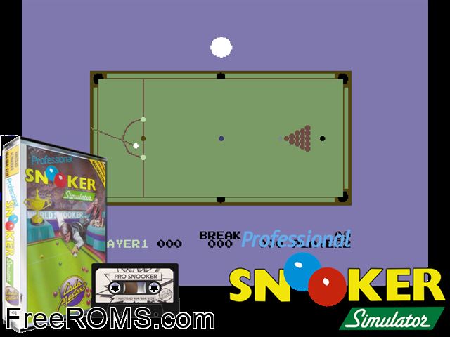 Pro Snooker Simulator (UK,F,G) (1985) Amstrad CPC game showing 3D box cover and gameplay screenshot