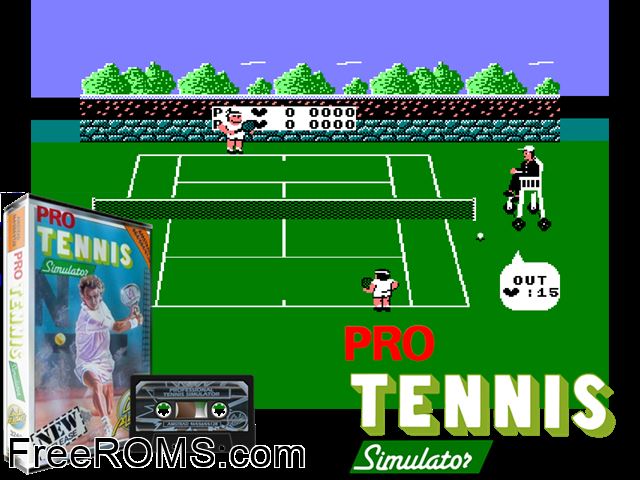 Pro Tennis Simulator (UK) (1989) Amstrad CPC game showing 3D box cover and gameplay screenshot